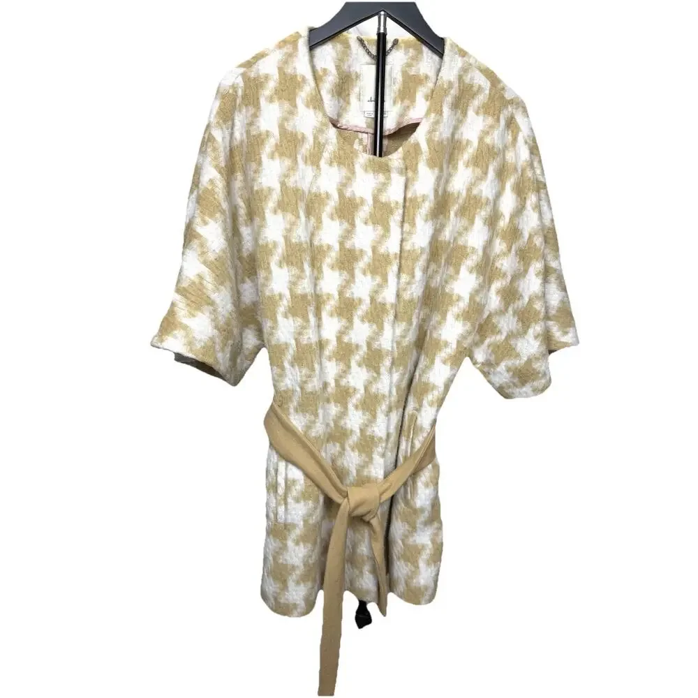 Elevenses Anthropologie Belted Jacket Women’s Sz M/L Kimono Coat Houndstooth - Picture 2 of 15